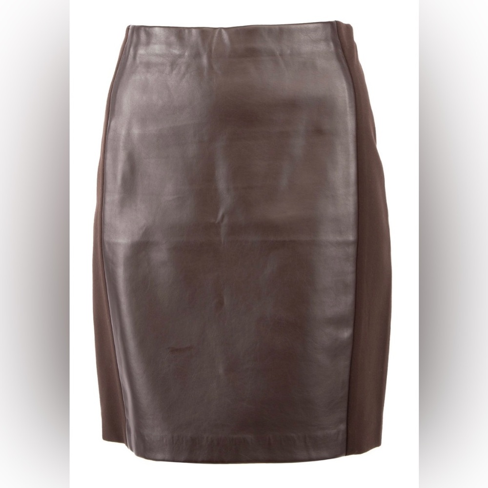 Premise Studio Faux Leather Dark (Chocolate) Brown Skirt Size 8 NWT